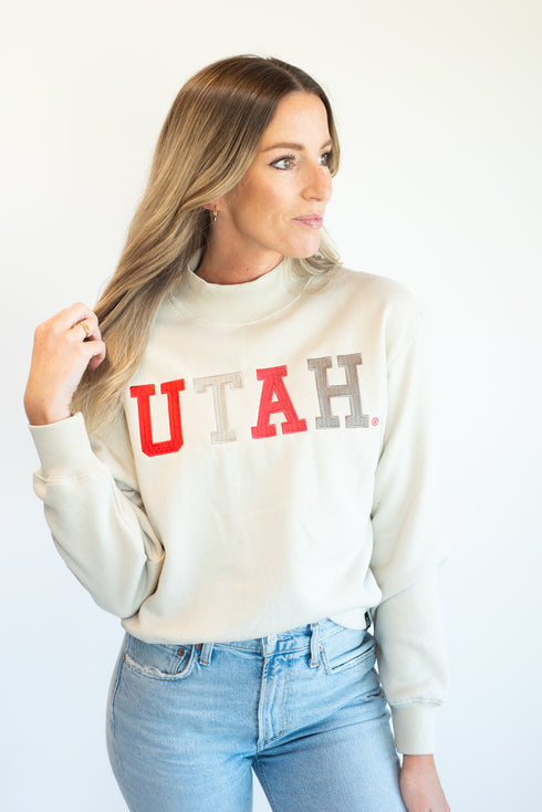 Utah Texas Embroidery Mock Neck Cuffed
